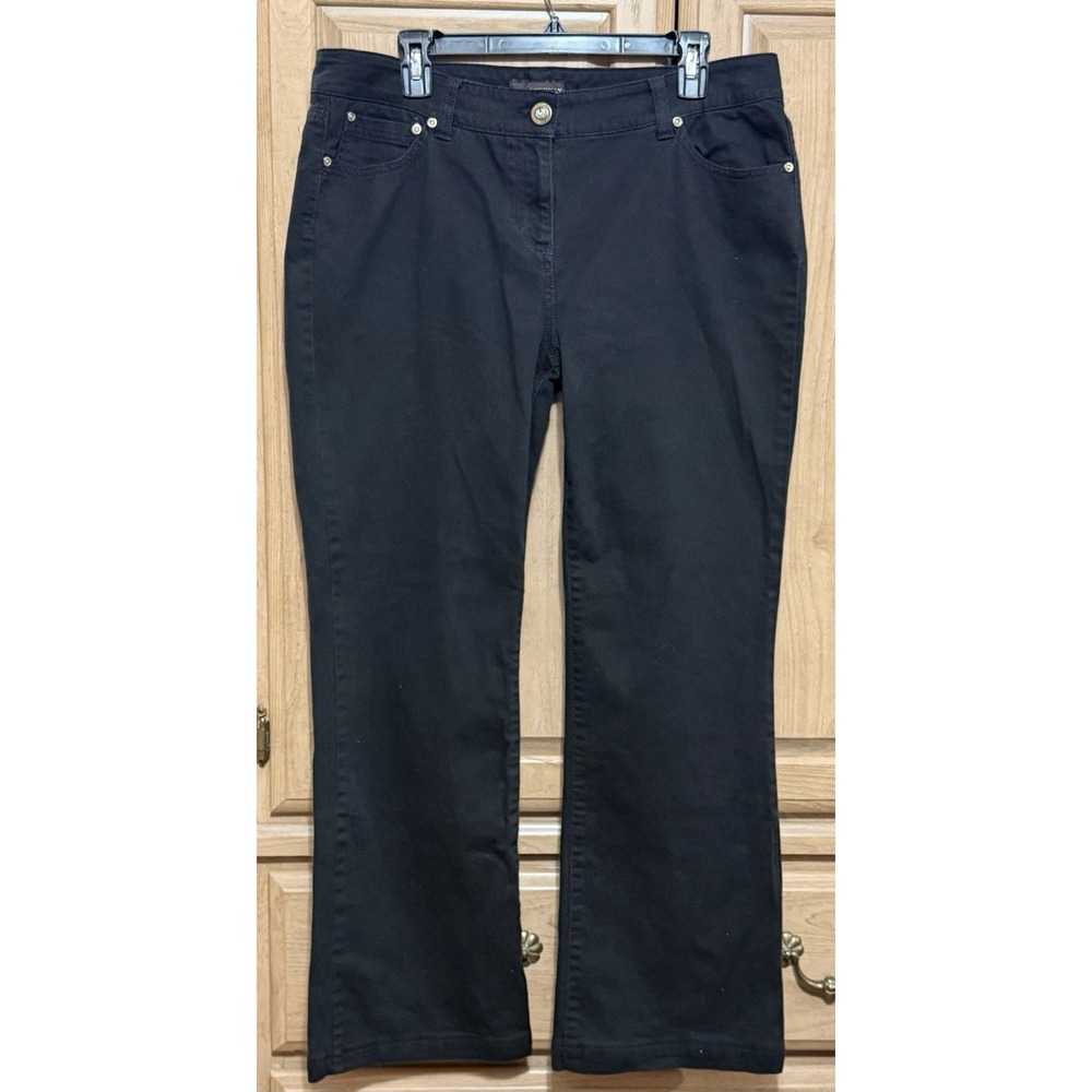 Dana Buchman Signature Denim Jeans Women's Sz 14 Mid Rise Black Stretch Bootcut
